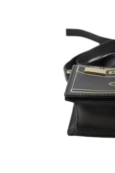 Kate Spade New York Womens Single Strap Camera Crossbody Handbag Black Leather