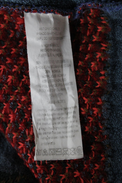 Cecilia Prado Womens Turtleneck Floral Pullover Sweater Blue Long Sleeve Size L