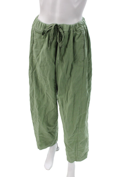 Mother Womens Cropped Pants Green Cotton Drawstring Solid Casual Size 33