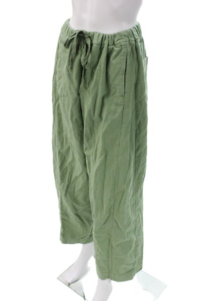 Mother Womens Cropped Pants Green Cotton Drawstring Solid Casual Size 33