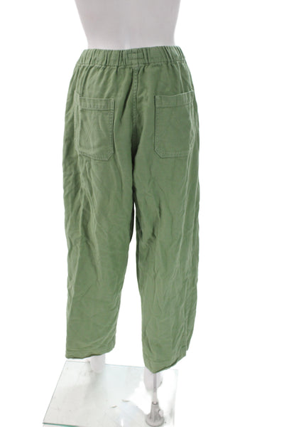 Mother Womens Cropped Pants Green Cotton Drawstring Solid Casual Size 33