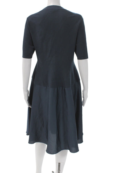 Simkhai Womens Sweater Dress Black Short Sleeve Crew Neck Knit Bodice Size XL