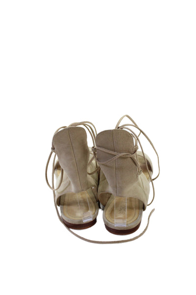Schutz Womens Suede Lace Up Sandals Brushed Sand Beige Size 8.5 B