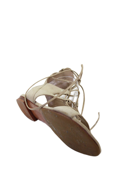 Schutz Womens Suede Lace Up Sandals Brushed Sand Beige Size 8.5 B