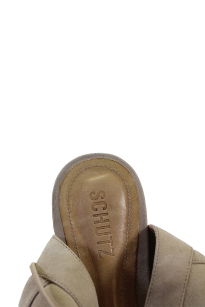Schutz Womens Suede Lace Up Sandals Brushed Sand Beige Size 8.5 B