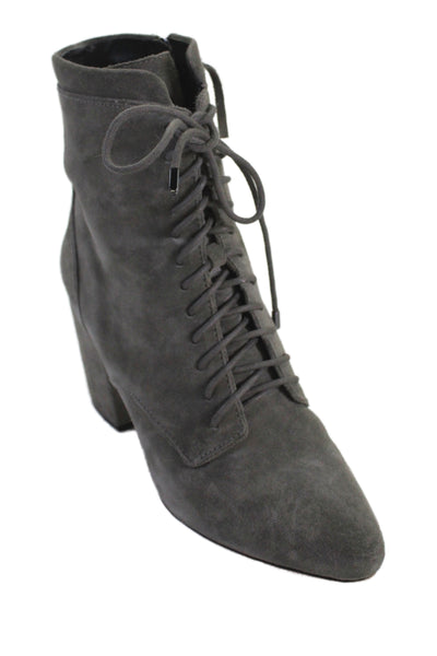 Rebecca Minkoff Womens Suede Lace Up Lila Ankle Boots Grey Size 8.5 Medium