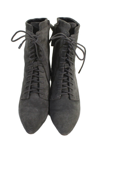 Rebecca Minkoff Womens Suede Lace Up Lila Ankle Boots Grey Size 8.5 Medium