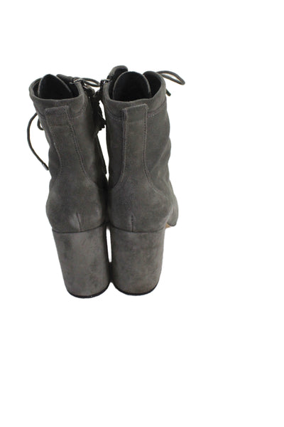 Rebecca Minkoff Womens Suede Lace Up Lila Ankle Boots Grey Size 8.5 Medium