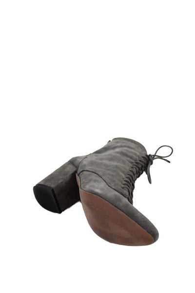 Rebecca Minkoff Womens Suede Lace Up Lila Ankle Boots Grey Size 8.5 Medium
