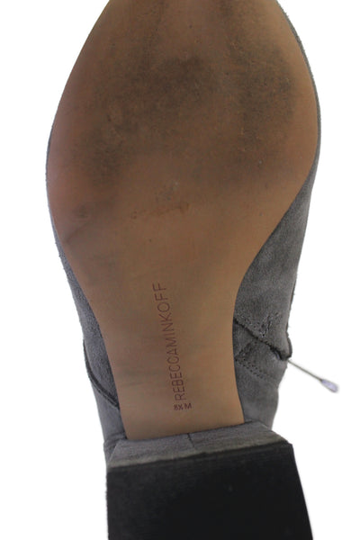 Rebecca Minkoff Womens Suede Lace Up Lila Ankle Boots Grey Size 8.5 Medium