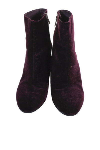 Ash Womens Velour Zip Up Erika Ankle Boots Plum Purple Size 40 10