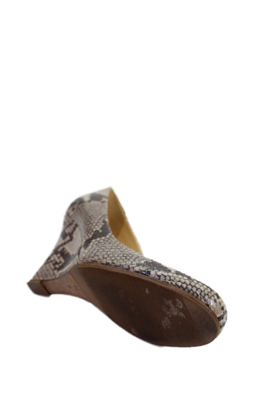Kate Spade New York Womens Snakeskin Print Kiki Wedge Pumps Beige Size 8.5 B