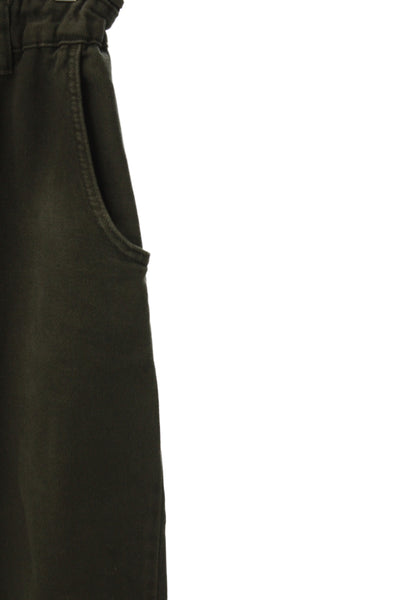 Zara Women Paperbag High Rise Cotton Pants Green Button Size 0