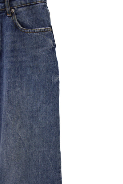 Zara Woman Women Wide-Leg Jeans Blue High Rise Cotton Button Size 2