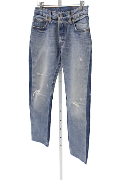 Levi Strauss & Co Women Straight Jeans Blue High Rise Cotton Blend Size 24