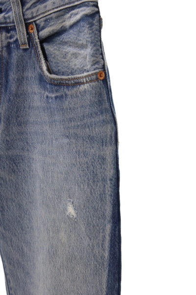 Levi Strauss & Co Women Straight Jeans Blue High Rise Cotton Blend Size 24