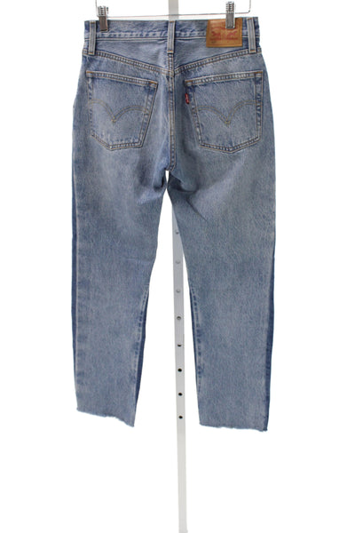Levi Strauss & Co Women Straight Jeans Blue High Rise Cotton Blend Size 24