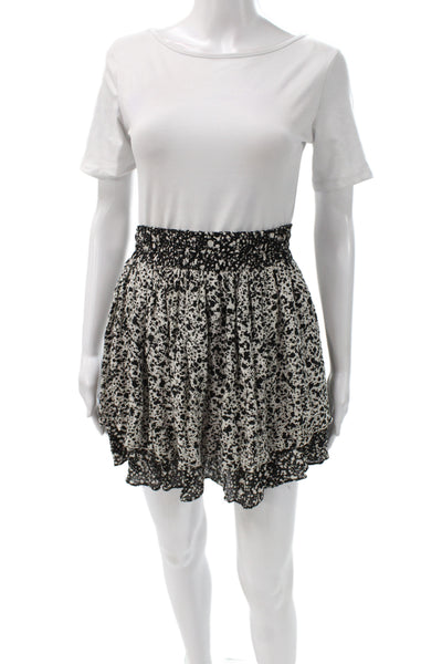 Zara Basic Womens Black Animal Print Mini Skirt Polyester Boho Size XS