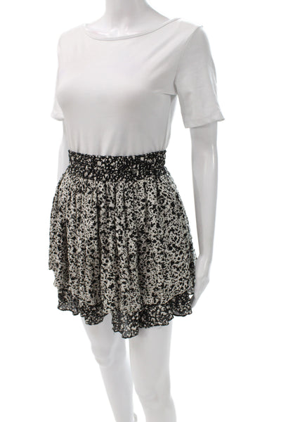 Zara Basic Womens Black Animal Print Mini Skirt Polyester Boho Size XS