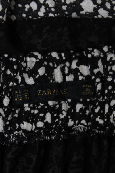 Zara Basic Womens Black Animal Print Mini Skirt Polyester Boho Size XS