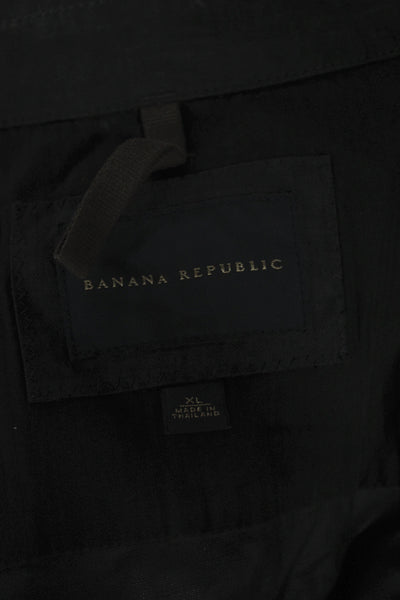 Banana Republic Womens Military Linen Jacket Gray Button Size XL