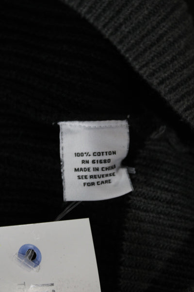525 America Women Black Striped Cotton Mock Neck Pullover Size S