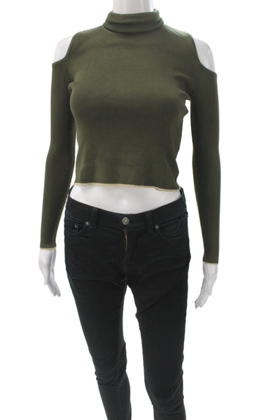 Zara Knit Women Green Turtleneck Long Sleeve Pullover Sweater Size S