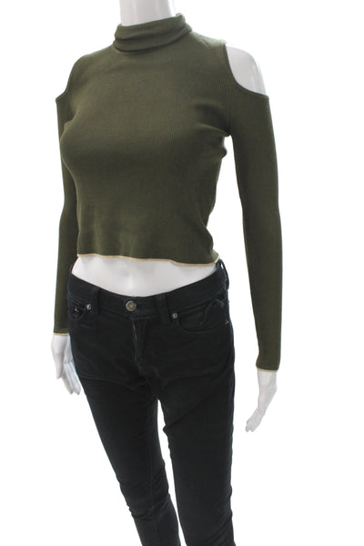 Zara Knit Women Green Turtleneck Long Sleeve Pullover Sweater Size S