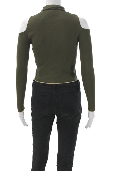 Zara Knit Women Green Turtleneck Long Sleeve Pullover Sweater Size S