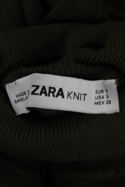 Zara Knit Women Green Turtleneck Long Sleeve Pullover Sweater Size S