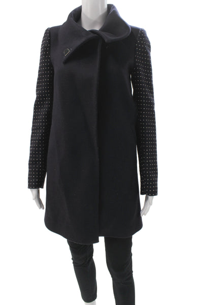 Zara Woman Women Overcoat Black Wool Blend Snap Closure Size S