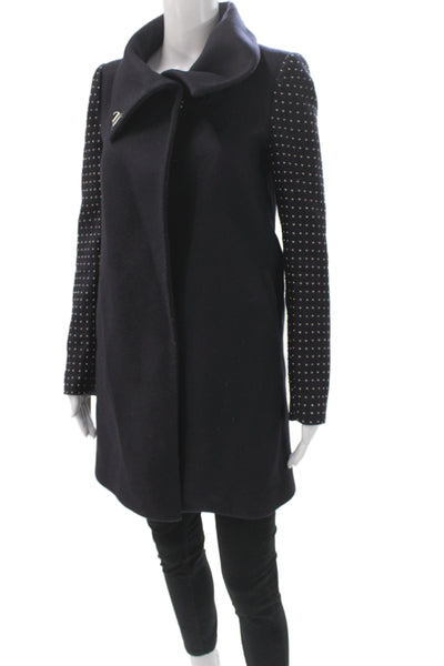 Zara Woman Women Overcoat Black Wool Blend Snap Closure Size S
