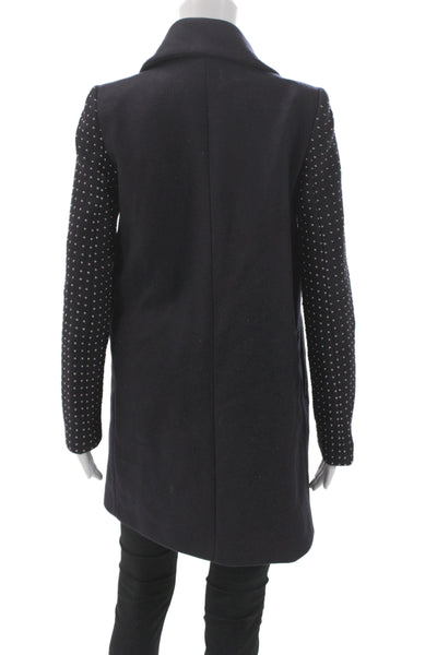 Zara Woman Women Overcoat Black Wool Blend Snap Closure Size S