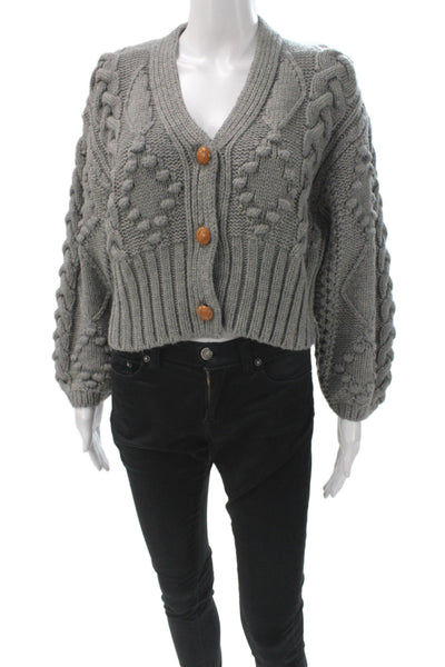 The Westside Womens Gray V-Neck Argyle Cardigan Sweater Long Sleeve Size XS