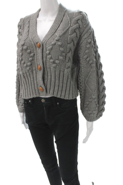 The Westside Womens Gray V-Neck Argyle Cardigan Sweater Long Sleeve Size XS