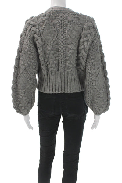 The Westside Womens Gray V-Neck Argyle Cardigan Sweater Long Sleeve Size XS