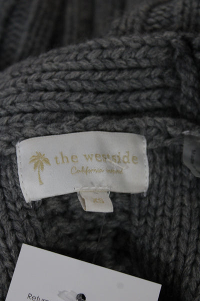 The Westside Womens Gray V-Neck Argyle Cardigan Sweater Long Sleeve Size XS