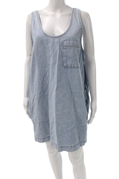 Universal Thread Womens Overall Dress Blue Sleeveless Knee Size M