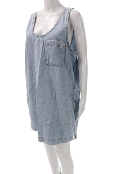 Universal Thread Womens Overall Dress Blue Sleeveless Knee Size M