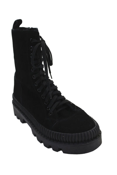 Silent D Womens Suede Cap Toe High Top Combat Boots Shoes Black Size 10