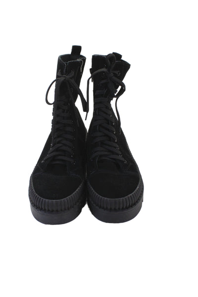 Silent D Womens Suede Cap Toe High Top Combat Boots Shoes Black Size 10