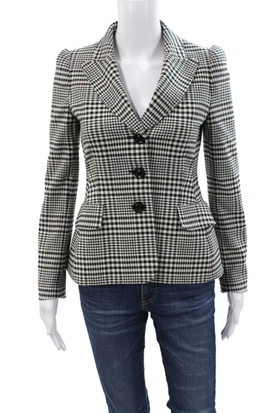 Moschino Cheap & Chic Women Plaid Black Basic Jacket 55% Wool Size 6