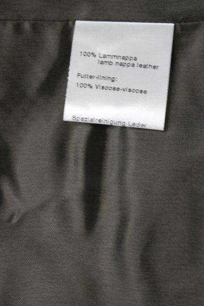 Akris Punto Women Lamb Nappa Leather Jacket Gray Button Long Sleeve Size 2