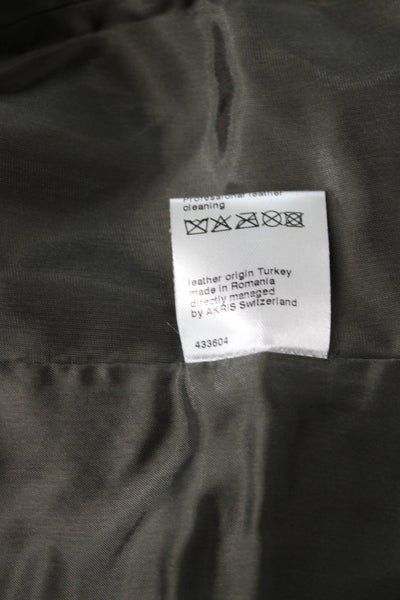 Akris Punto Women Lamb Nappa Leather Jacket Gray Button Long Sleeve Size 2