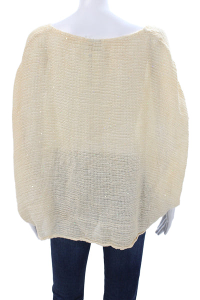 Sunday Best Womens Cropped Linen V Neck Short Sleeve Blouse Beige Size One Size