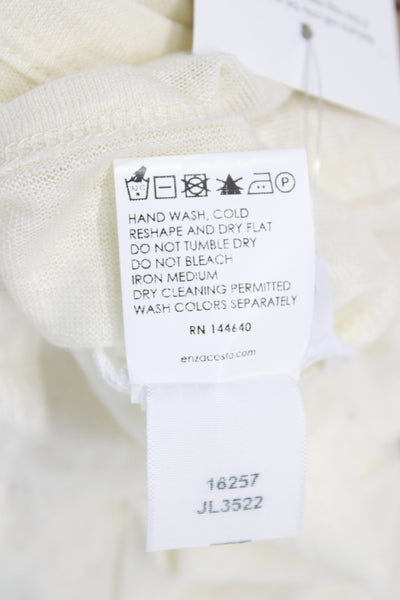 Enza Costa Womens Ivory Linen Sleeveless Basic Tank Crew Neck Size XS
