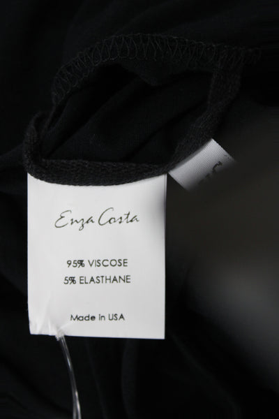 Enza Costa Womens One Shoulder Sleeveless Bodysuit Black Viscose Size XS