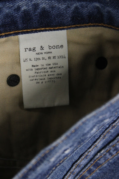 Rag & Bone Women Cut-Off Shorts Blue Cotton Solid Button Distressed Size 26