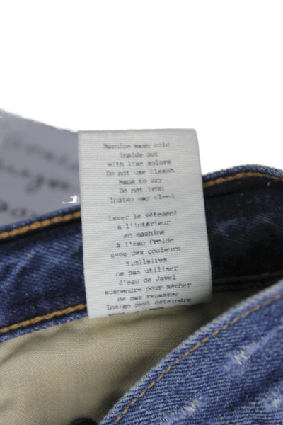 Rag & Bone Women Cut-Off Shorts Blue Cotton Solid Button Distressed Size 26