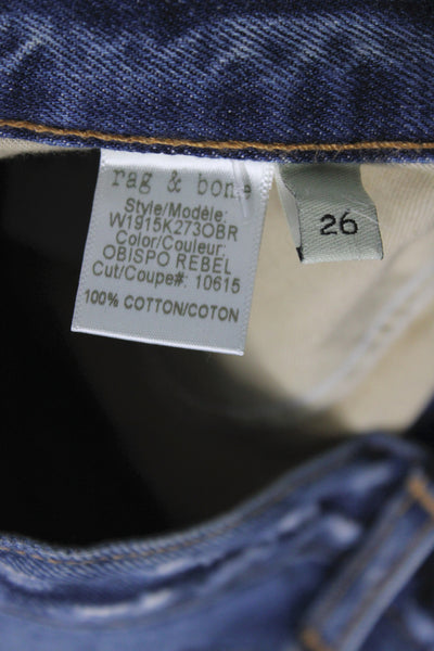 Rag & Bone Women Cut-Off Shorts Blue Cotton Solid Button Distressed Size 26